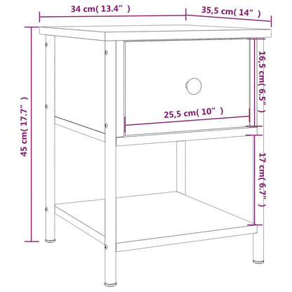 Mesa cabeceira 34x35,5x45cm derivados madeira carvalho castanho