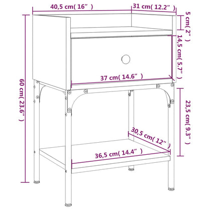 Mesa cabeceira 40,5x31x60 cm derivados madeira carvalho fumado