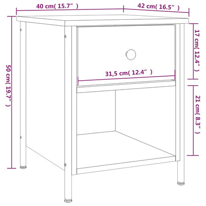 Mesa cabeceira 40x42x50 cm derivados de madeira cinzento sonoma