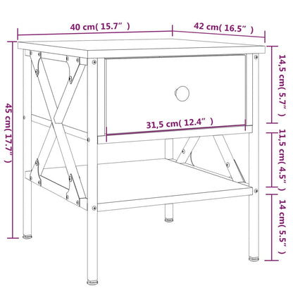 Mesa cabeceira 40x42x45 cm derivados madeira carvalho castanho