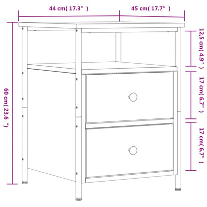 Mesa cabeceira 44x45x60 cm derivados madeira carvalho castanho