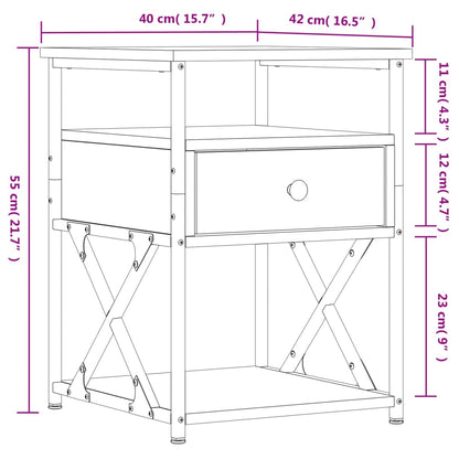 Mesa de cabeceira 40x42x55 cm derivados madeira sonoma cinza