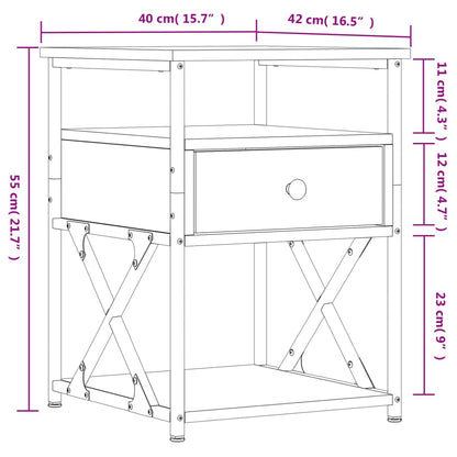 Mesa cabeceira 40x42x55 cm derivados madeira carvalho castanho