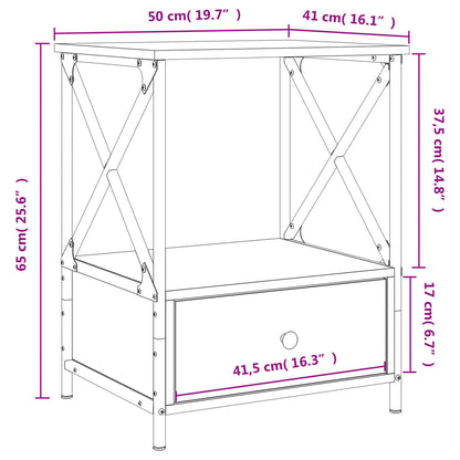 Mesa de cabeceira 50x41x65 cm derivados madeira cinzento sonoma