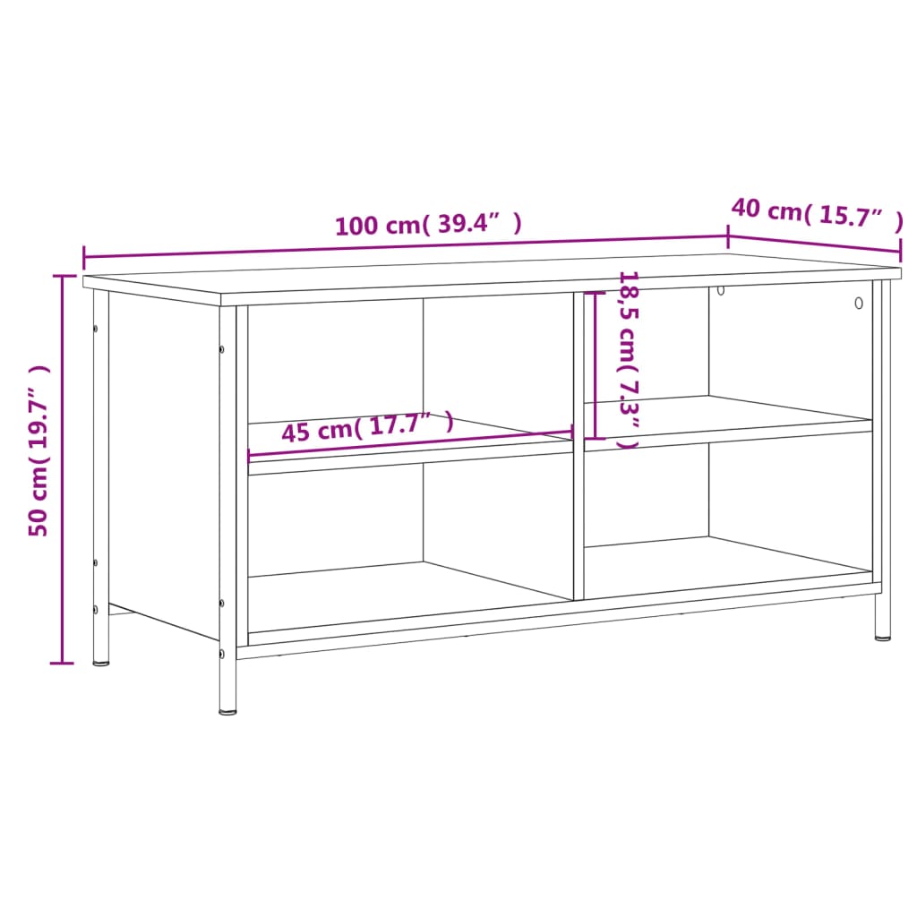 Móvel de TV 100x40x50 cm derivados de madeira cinzento sonoma