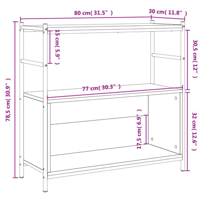 Estante 80x30x78,5 cm derivados de madeira e ferro cinza sonoma