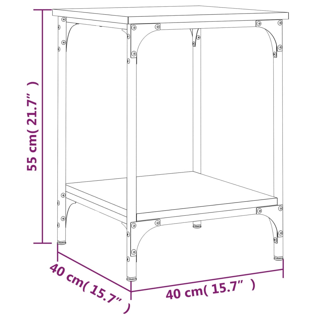 Mesa de centro 40x40x55 cm derivados de madeira cinzento sonoma