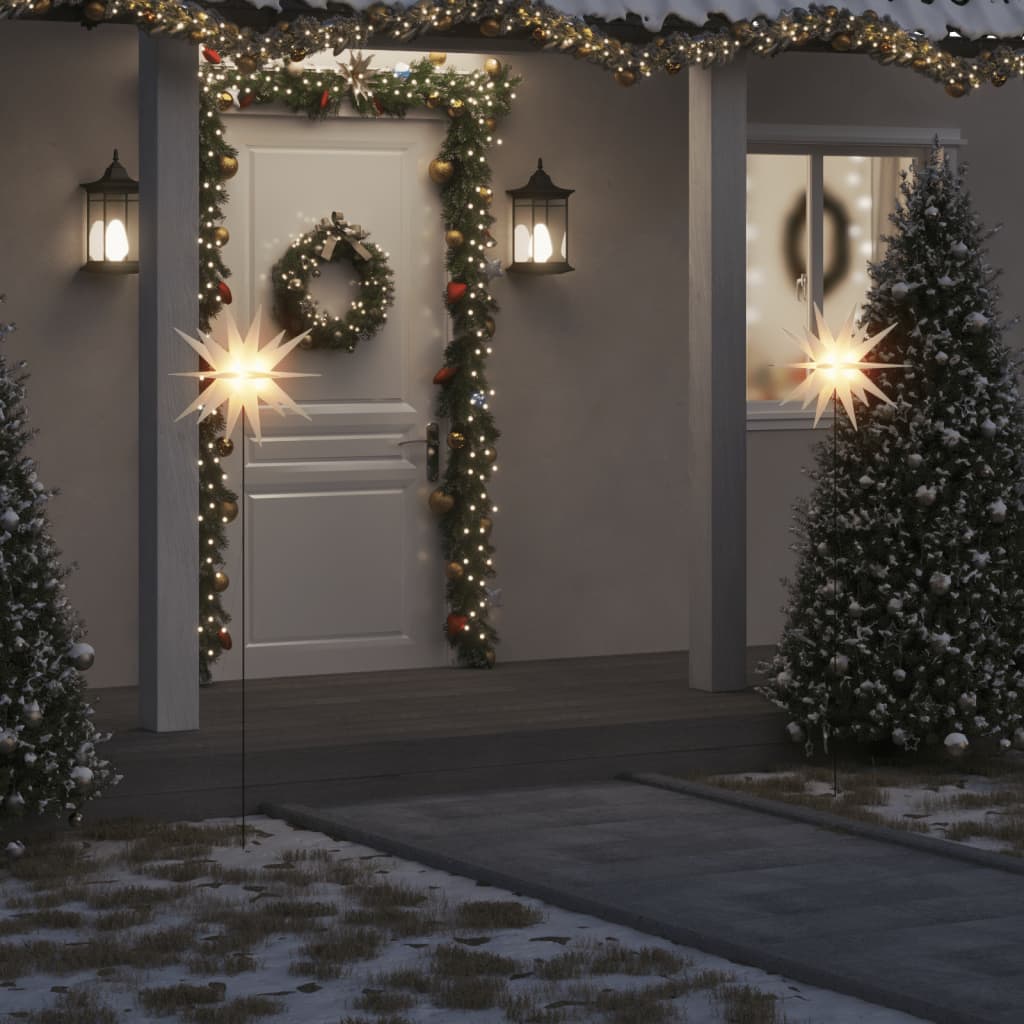 Luzes de Natal com espigões 3 pcs LEDs dobrável 57 cm branco