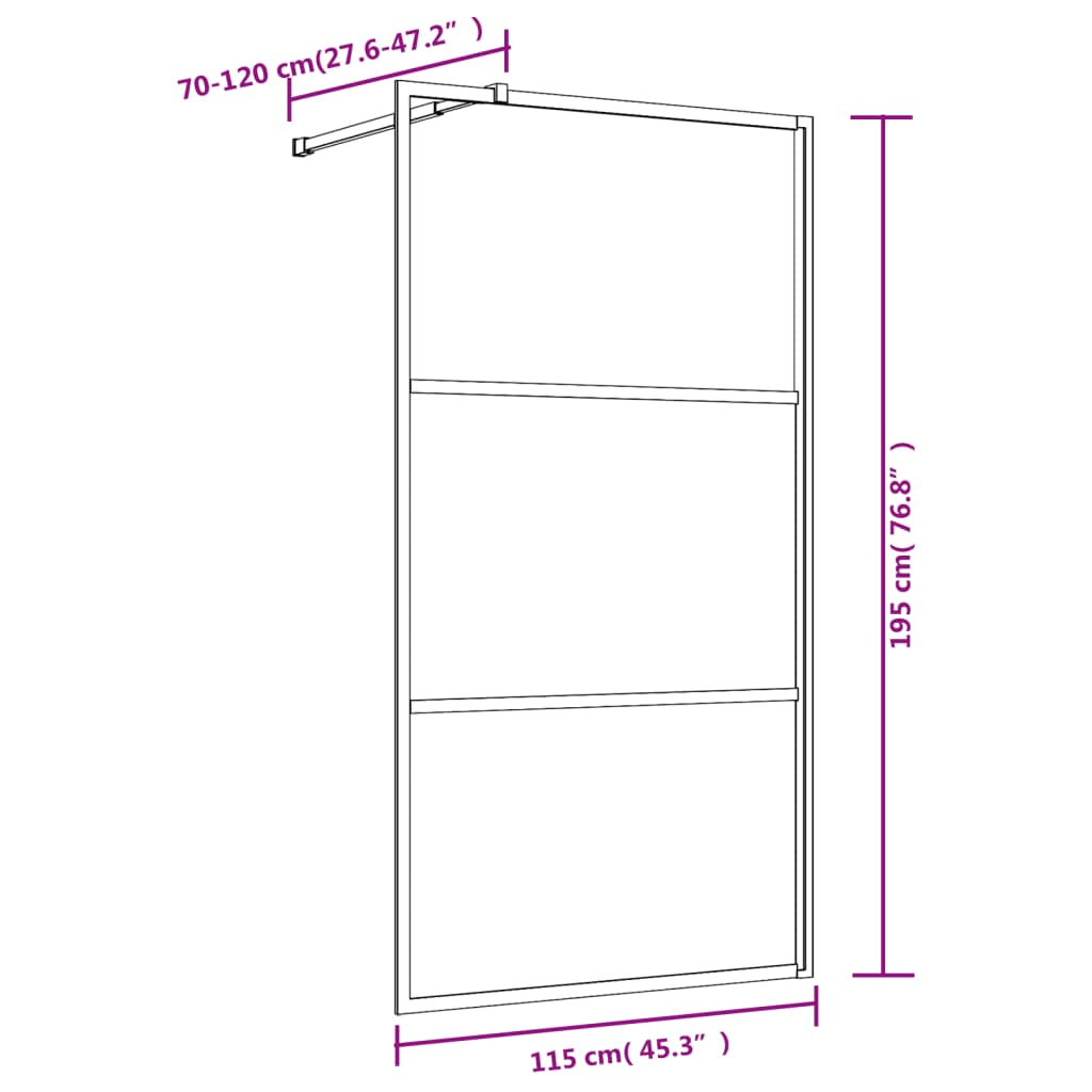 Divisória de chuveiro 115x195 cm vidro transparente ESG dourado