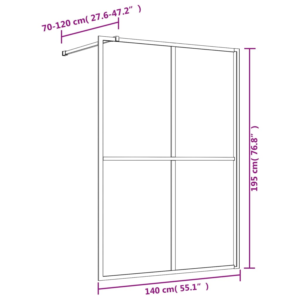 Divisória de chuveiro 140x195 cm vidro transparente ESG dourado