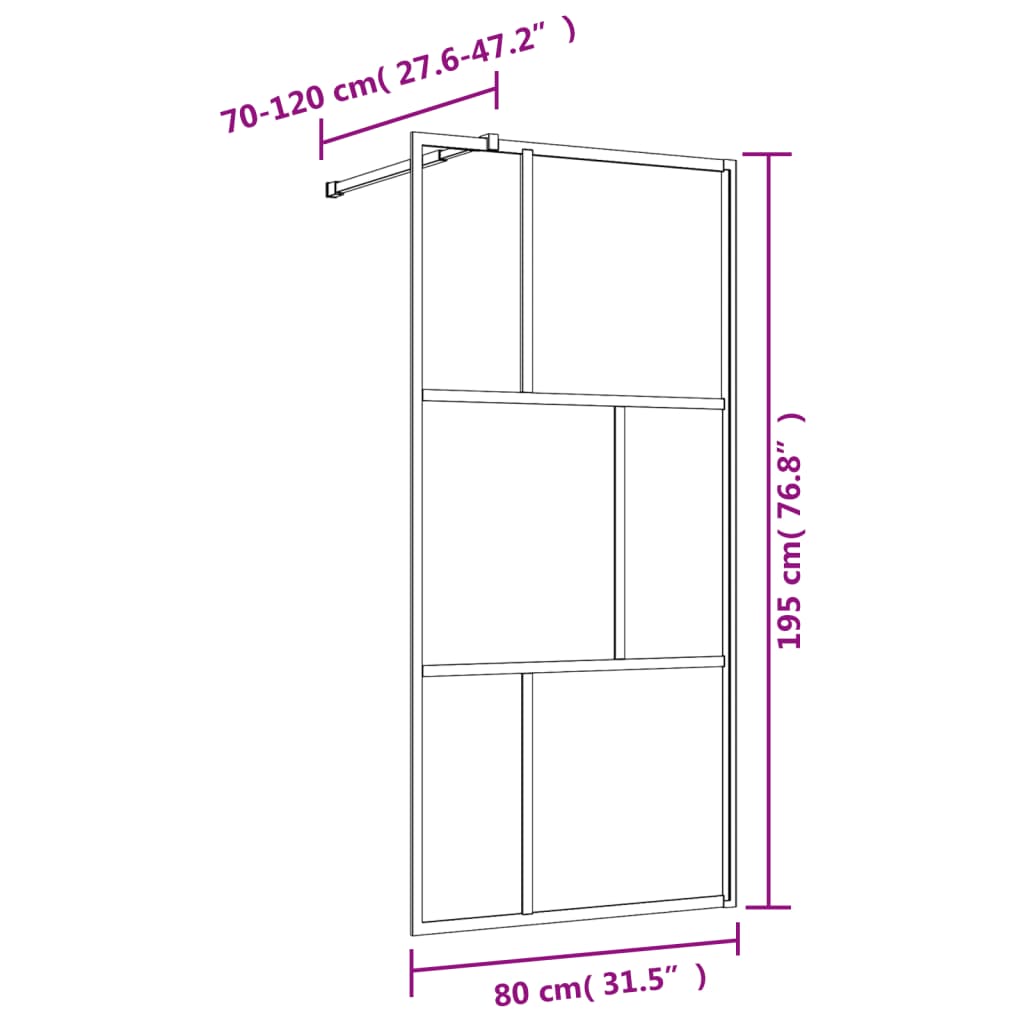 Divisória de chuveiro 80x195 cm vidro transparente ESG dourado