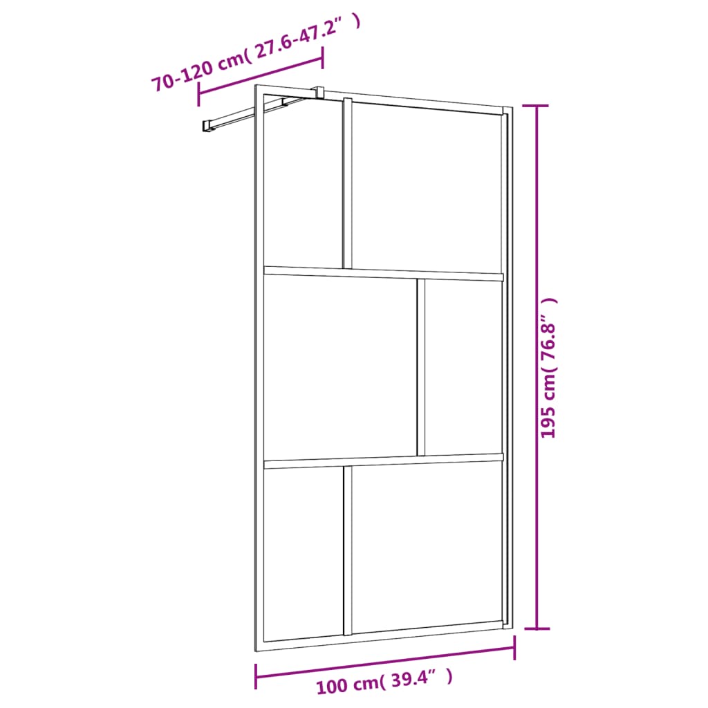 Divisória de chuveiro 100x195cm vidro transparente ESG vermelho