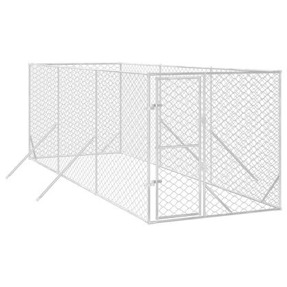 Canil de exterior 2x6x2 m aço galvanizado prateado