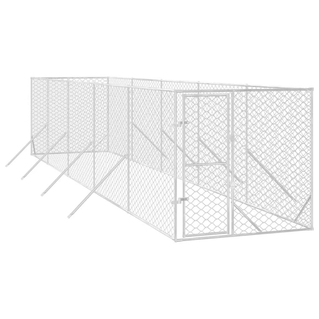 Canil de exterior 2x10x2 m aço galvanizado prateado