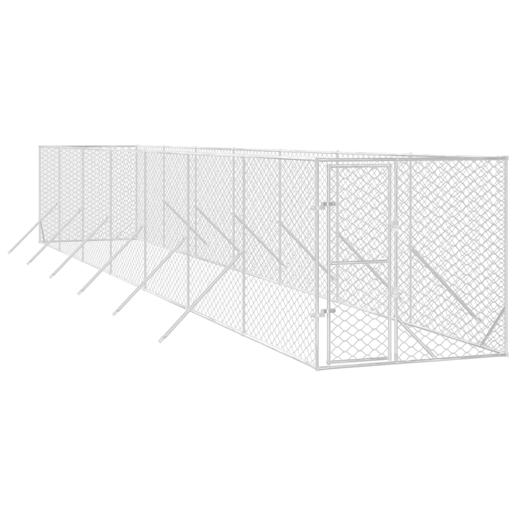 Canil de exterior 2x14x2 m aço galvanizado prateado