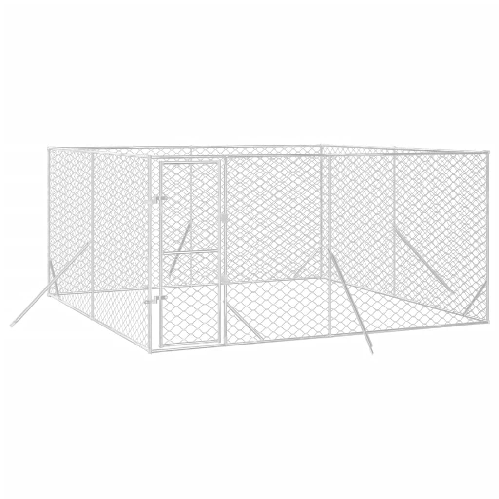 Canil de exterior 4x4x2 m aço galvanizado prateado