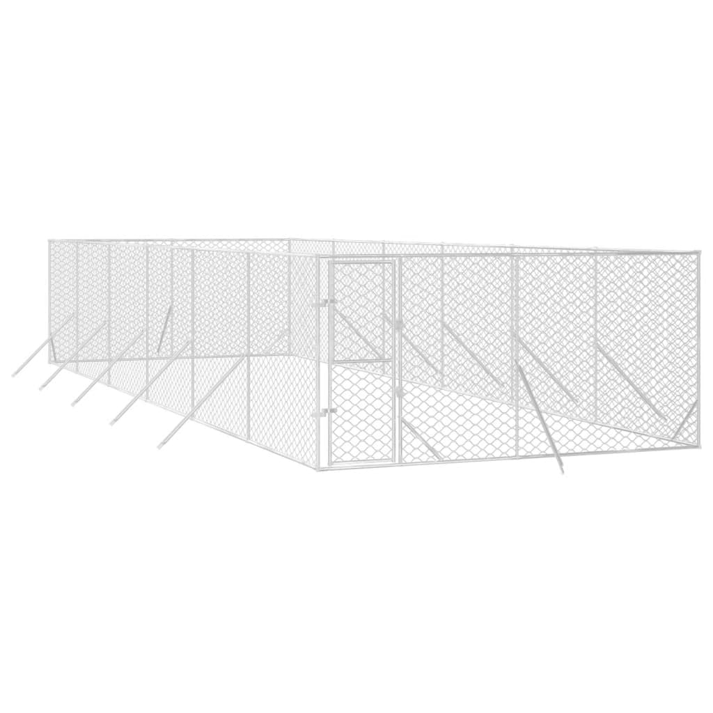 Canil de exterior 4x12x2 m aço galvanizado prateado