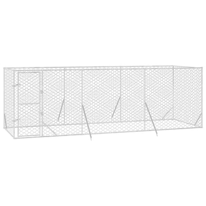 Canil de exterior 6x2x2 m aço galvanizado prateado