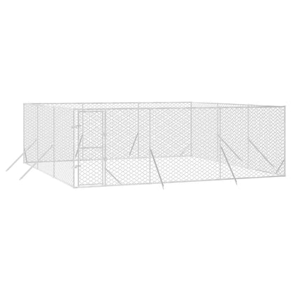 Canil de exterior 6x6x2 m aço galvanizado prateado