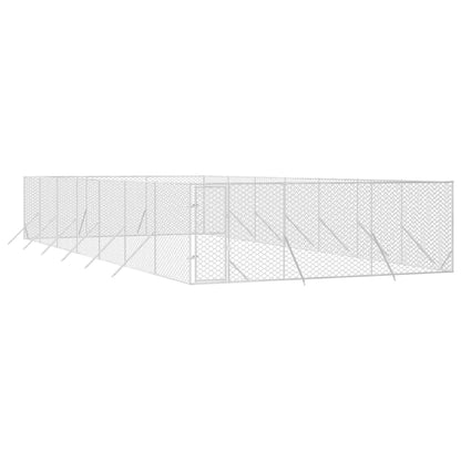 Canil de exterior 6x14x2 m aço galvanizado prateado