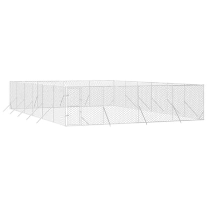 Canil de exterior 8x12x2 m aço galvanizado prateado