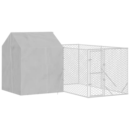 Canil de exterior com teto 4x4x2,5 m aço galvanizado prateado