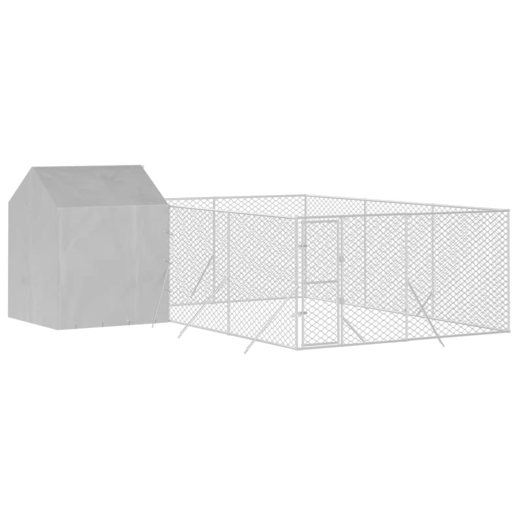 Canil de exterior com teto 6x6x2,5 m aço galvanizado prateado