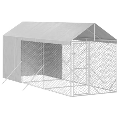 Canil de exterior com teto 2x6x2,5 m aço galvanizado prateado