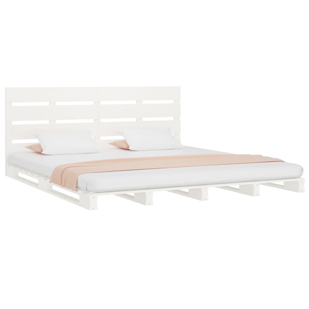 Estrutura cama pequena de casal 120x190 cm pinho maciço branco