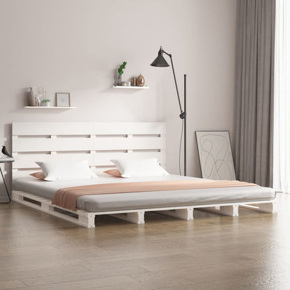 Estrutura cama pequena de casal 120x190 cm pinho maciço branco