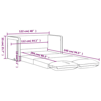 Sofá-cama sem pés 122x204x55 cm veludo cinzento-claro