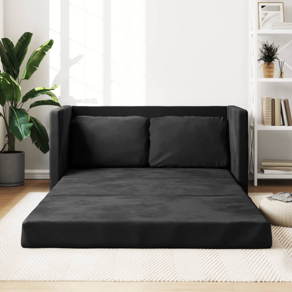 Sofá-cama sem pés 122x204x55 cm veludo preto