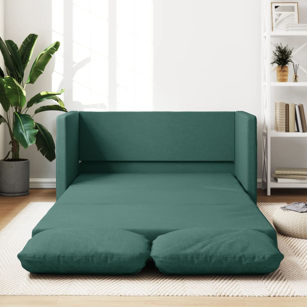 Sofá-cama sem pés 112x174x55 cm tecido verde-escuro