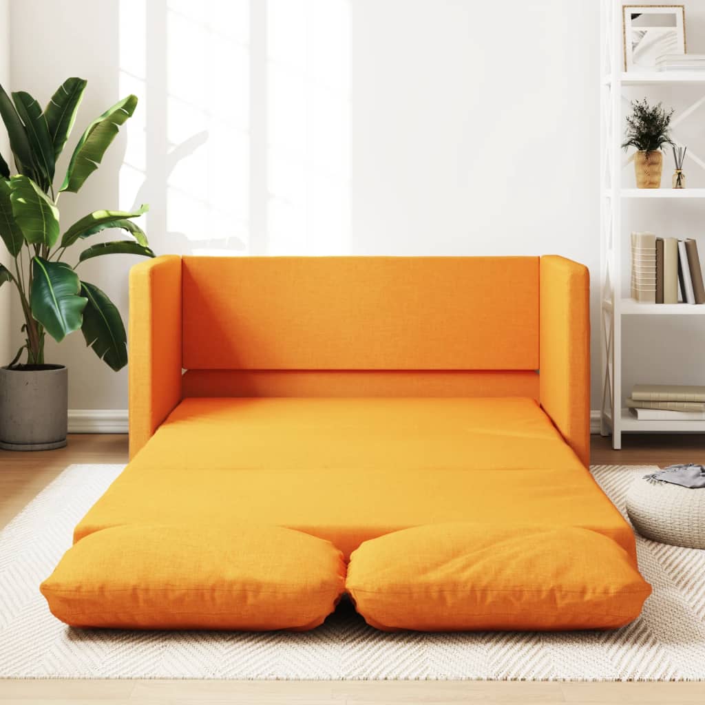 Sofá-cama sem pés 112x174x55 cm tecido amarelo-escuro