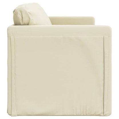 Sofá-cama sem pés 112x174x55 cm couro artificial cor creme