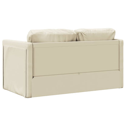 Sofá-cama sem pés 112x174x55 cm couro artificial cor creme