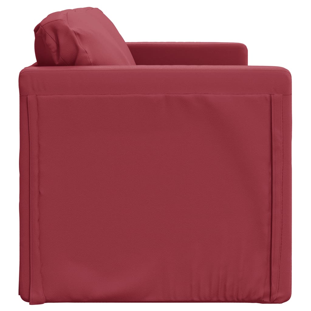 Sofá-cama sem pés 112x174x55 cm couro artificial vermelho tinto