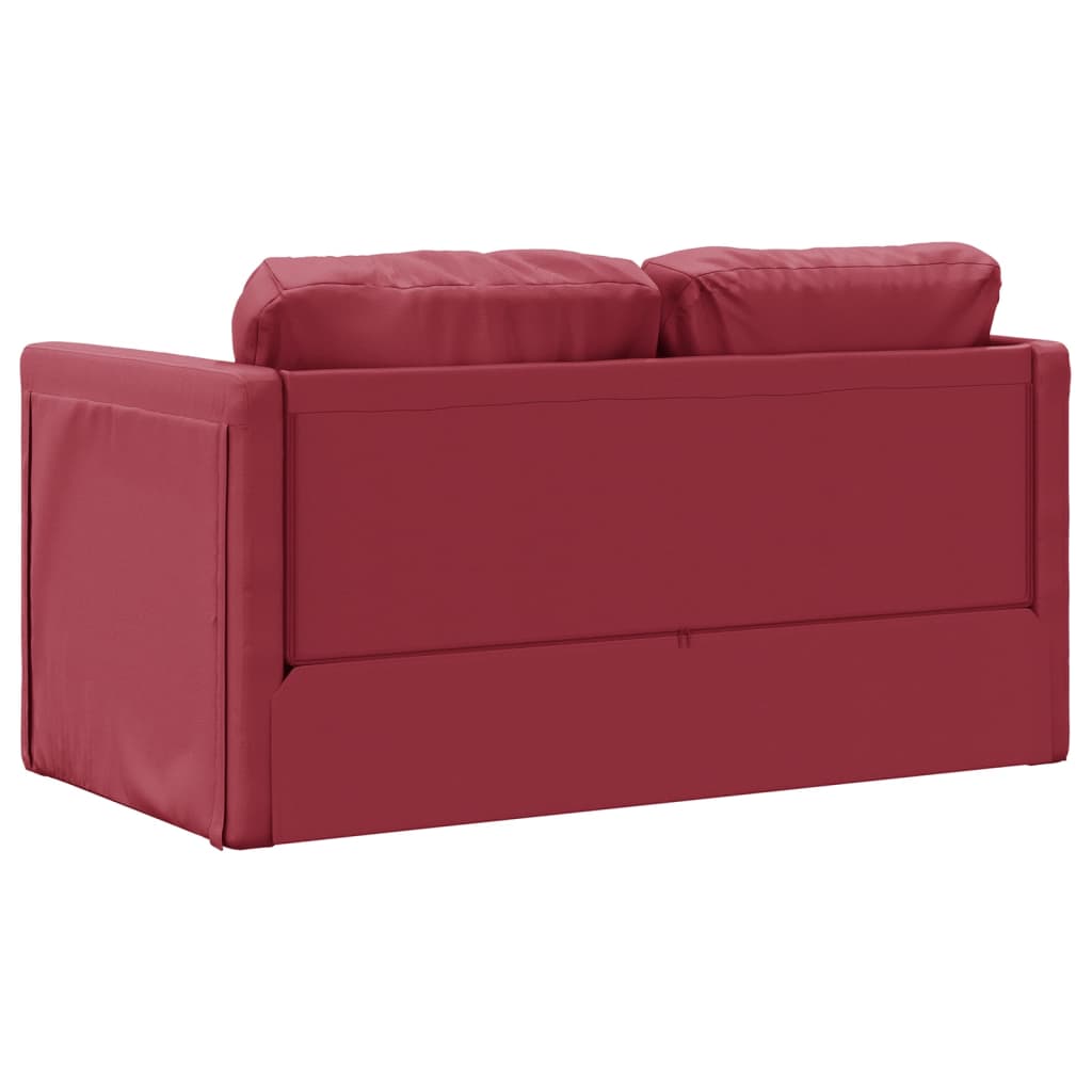 Sofá-cama sem pés 112x174x55 cm couro artificial vermelho tinto