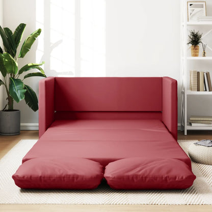 Sofá-cama sem pés 112x174x55 cm couro artificial vermelho tinto