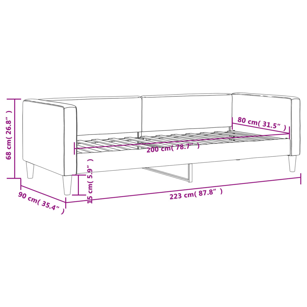 Sofá-cama 80x200 cm tecido cinzento-acastanhado