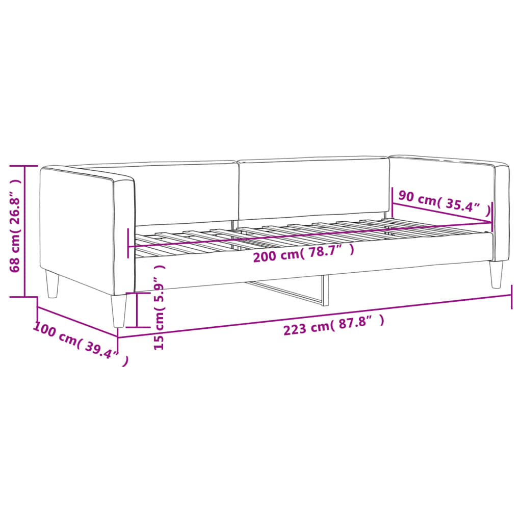 Sofá-cama 90x200 cm tecido cinzento-escuro