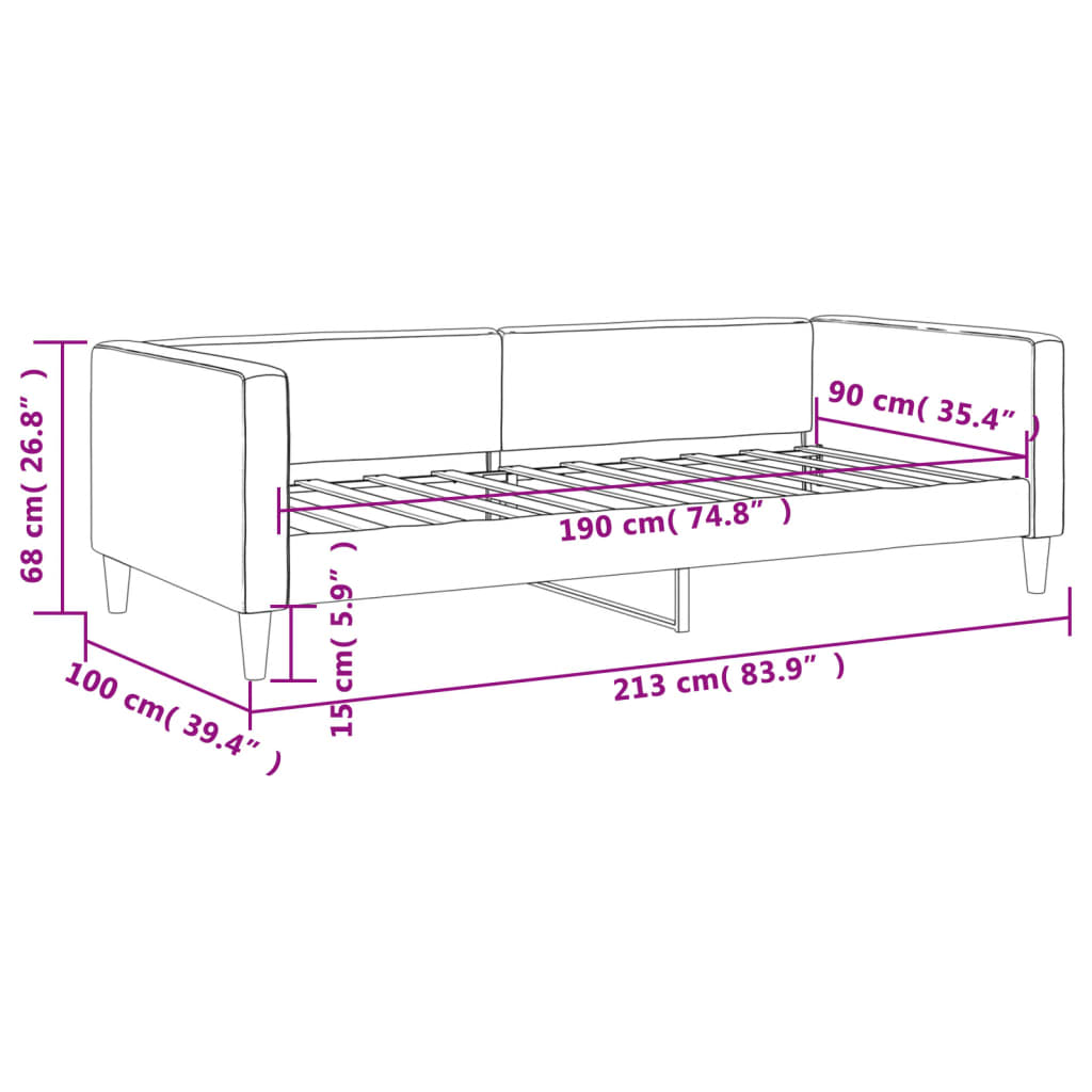 Sofá-cama 90x190 cm tecido preto