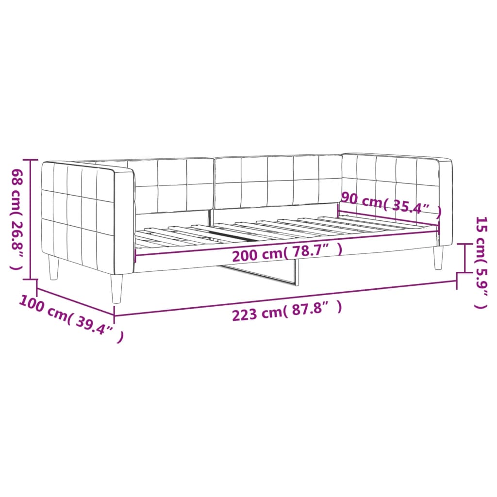 Sofá-cama 90x200 cm veludo cinzento-escuro