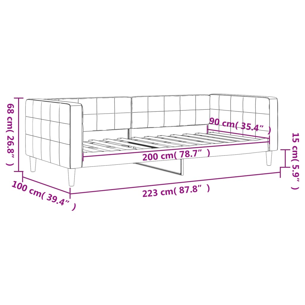 Sofá-cama 90x200 cm veludo amarelo