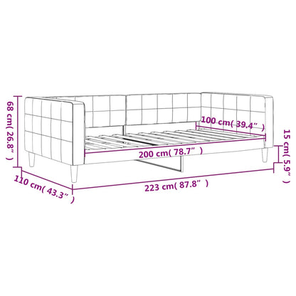 Sofá-cama 100x200 cm veludo cinzento-claro