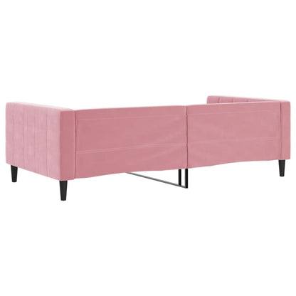 Sofá-cama 100x200 cm veludo rosa