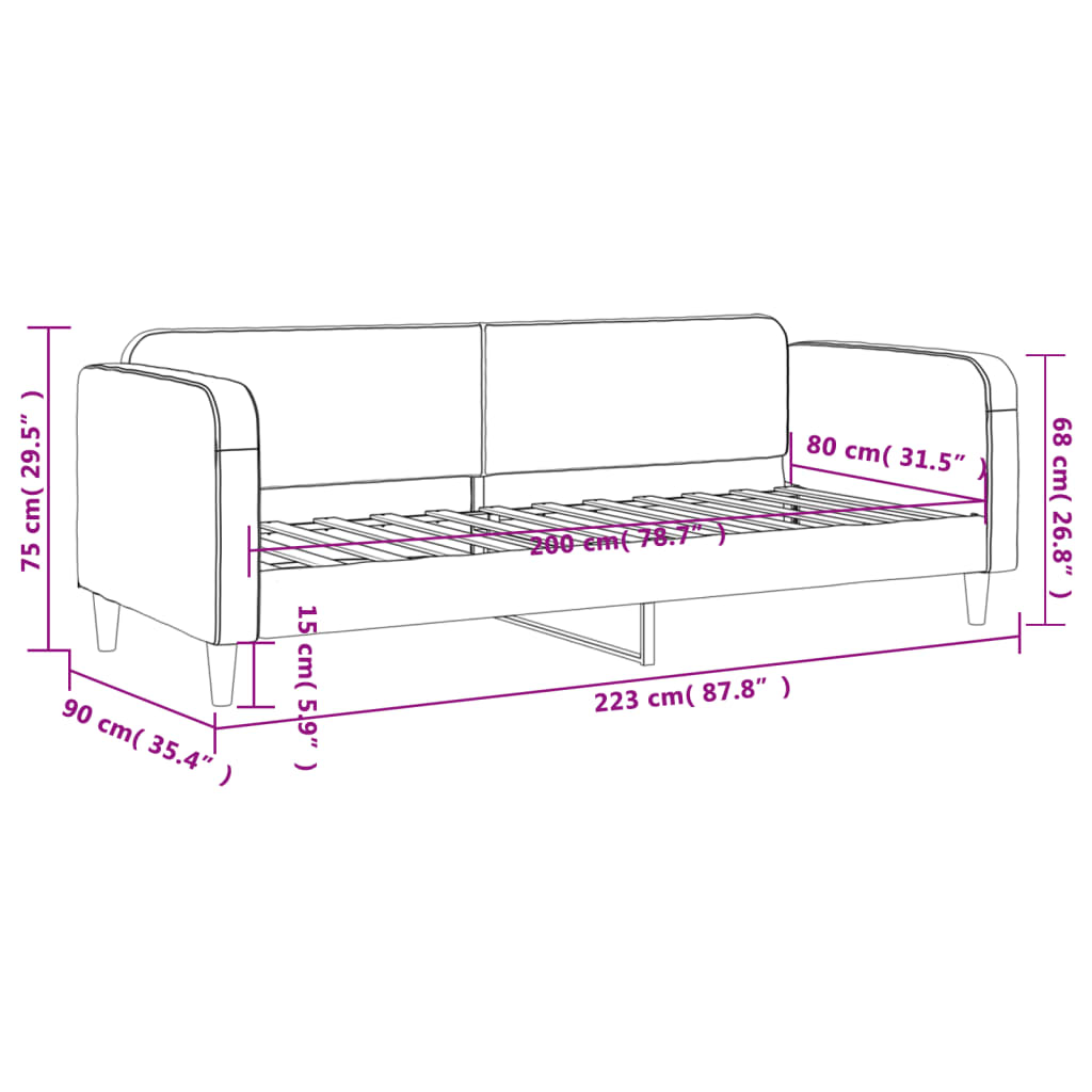 Sofá-cama 80x200 cm tecido cinzento-escuro