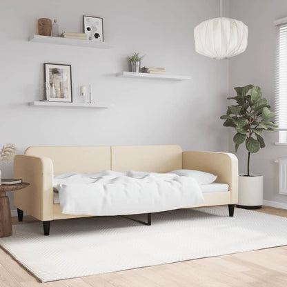 Sofá-cama 90x200 cm tecido cor creme