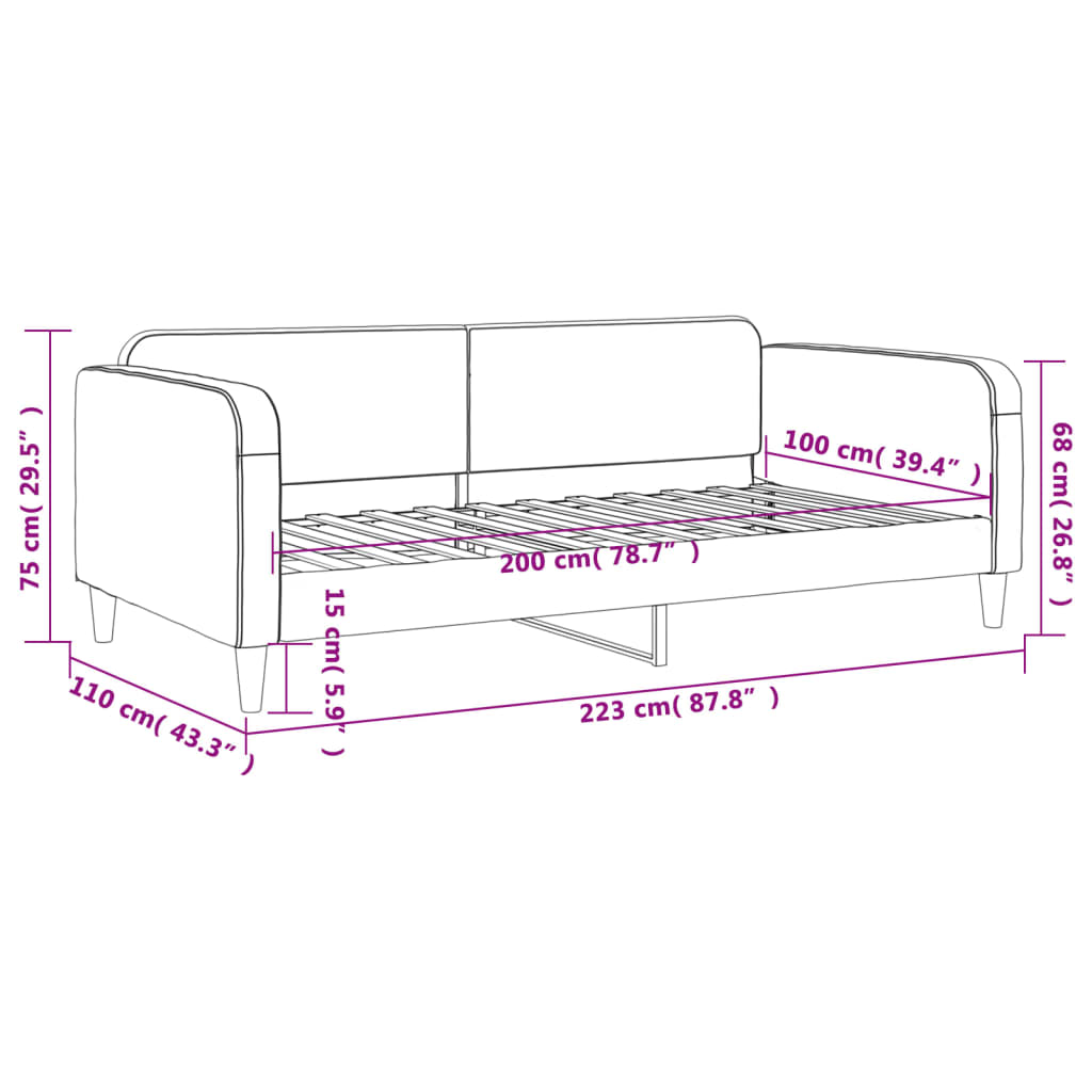 Sofá-cama 100x200 cm tecido preto