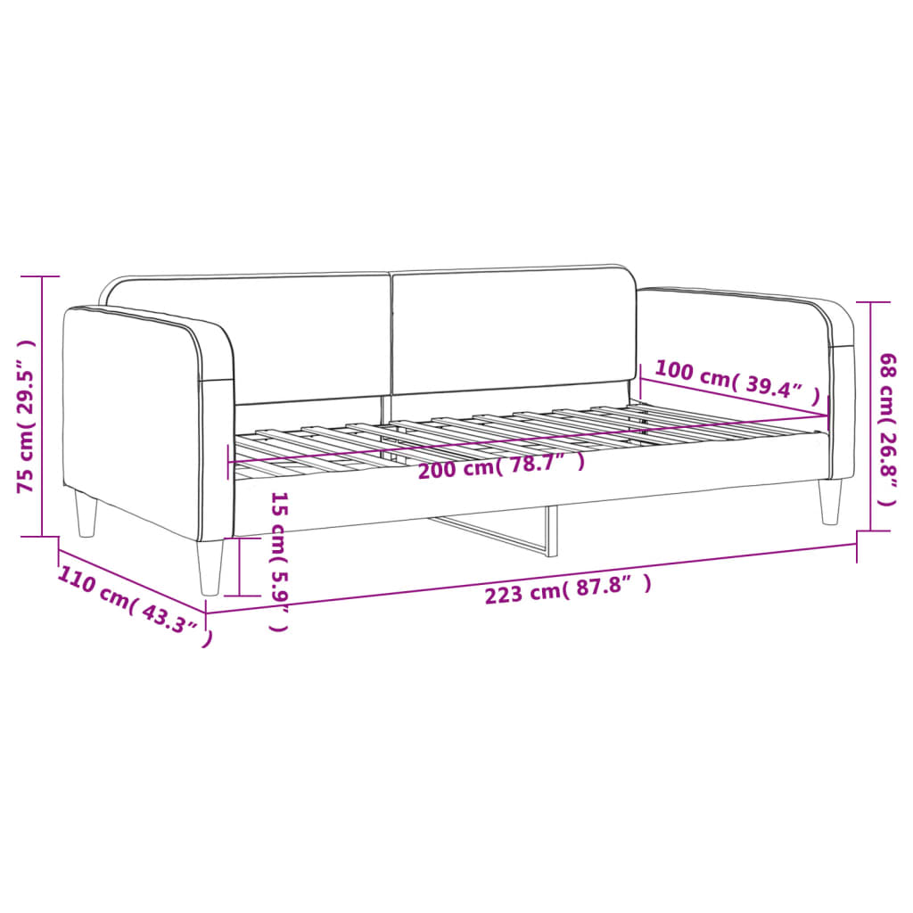 Sofá-cama 100x200 cm tecido cinzento-acastanhado